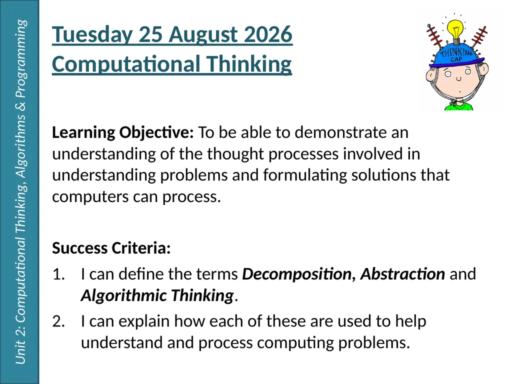 Computational Thinking 2.1 - Algorithms Unit 2: - slide 2 of 5