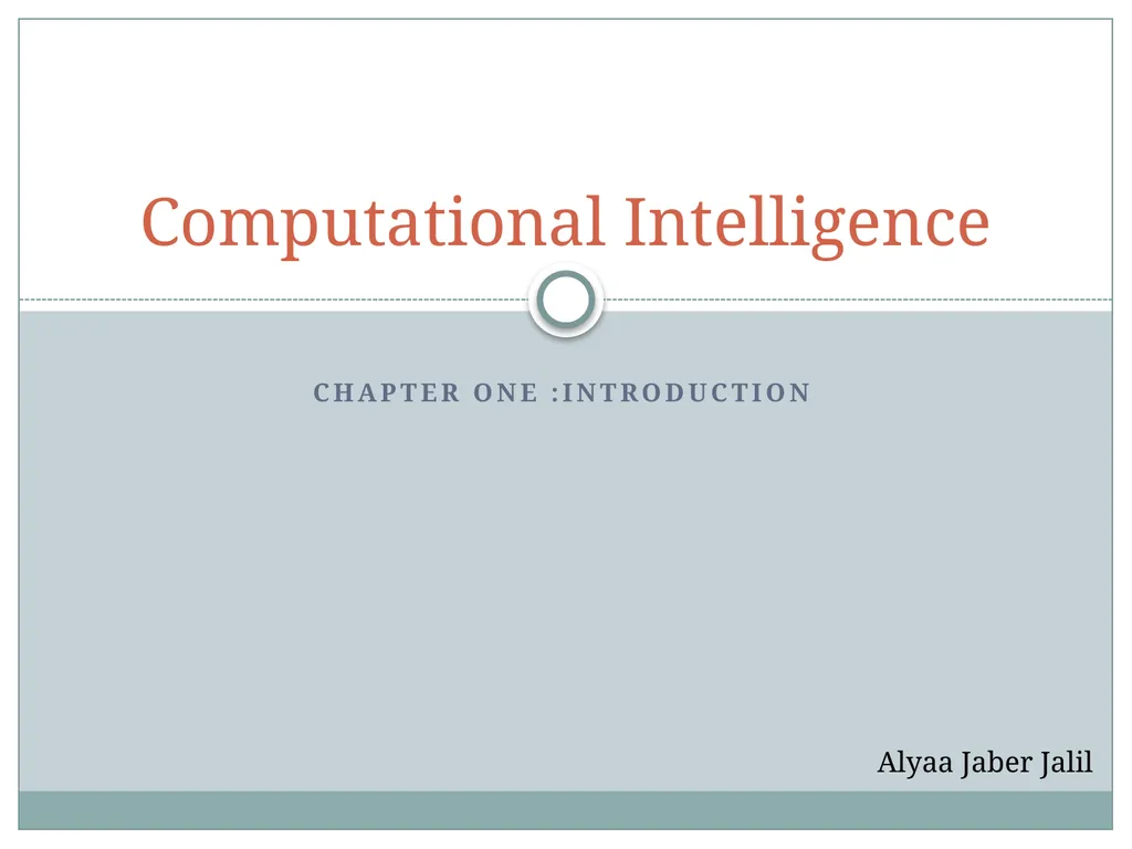 Chapter One :Introduction Computational - slide 1 of 22