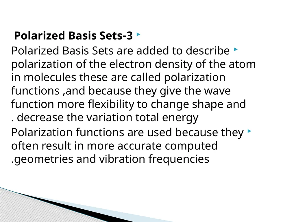 Computational Chemistry 4 Polarized Basis Sets - slide 2 of 8