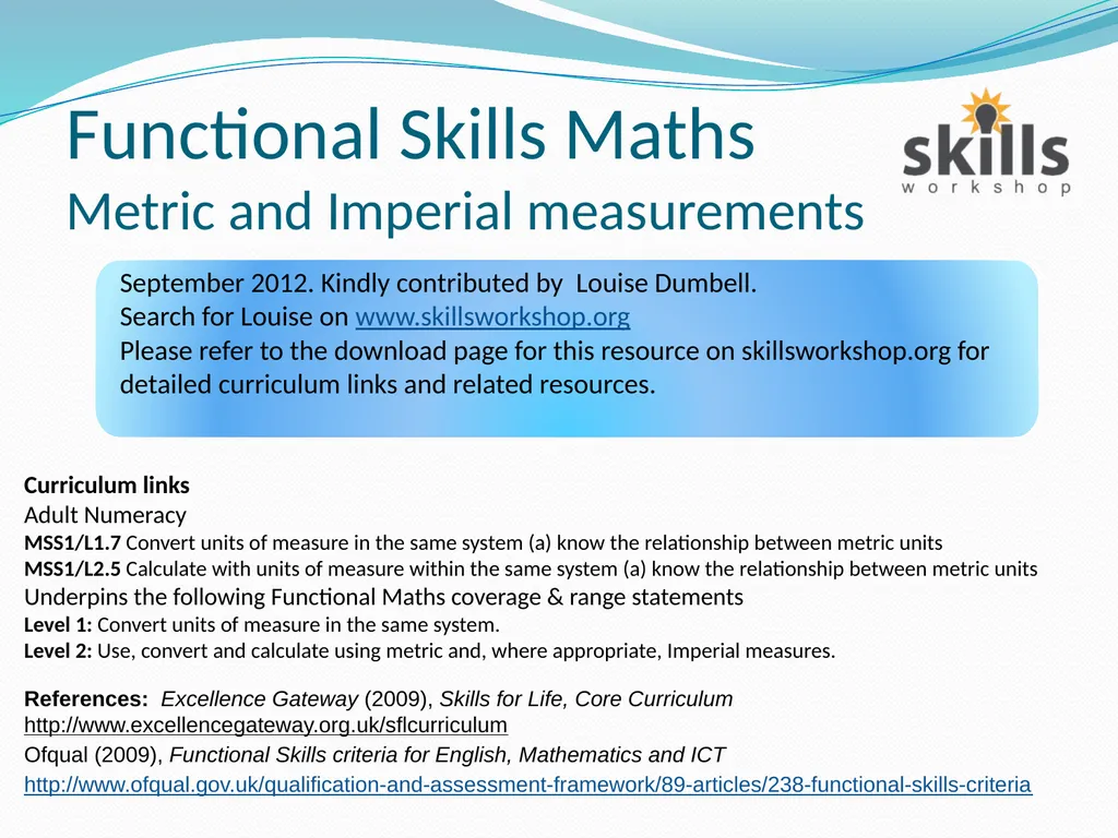 Functional Skills Maths Metric and Imperial - slide 1 of 11