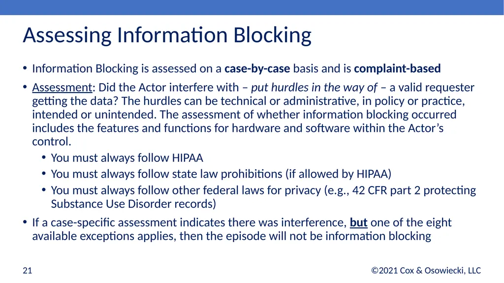 21st Century Cures Act Final Rules: - slide 21 of 35