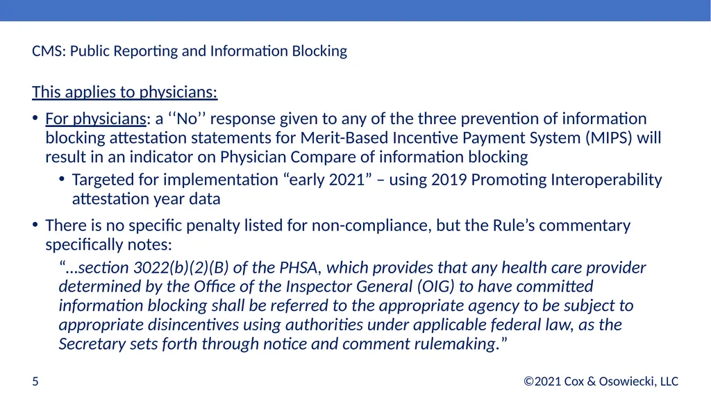 21st Century Cures Act Final Rules: - slide 5 of 35