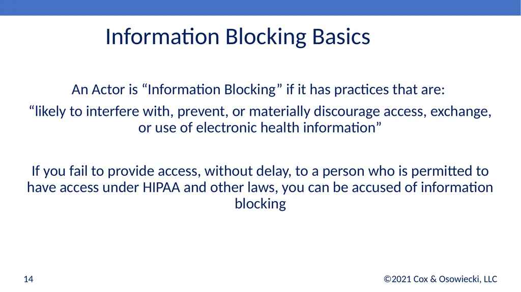 21st Century Cures Act Final Rules: - slide 14 of 35