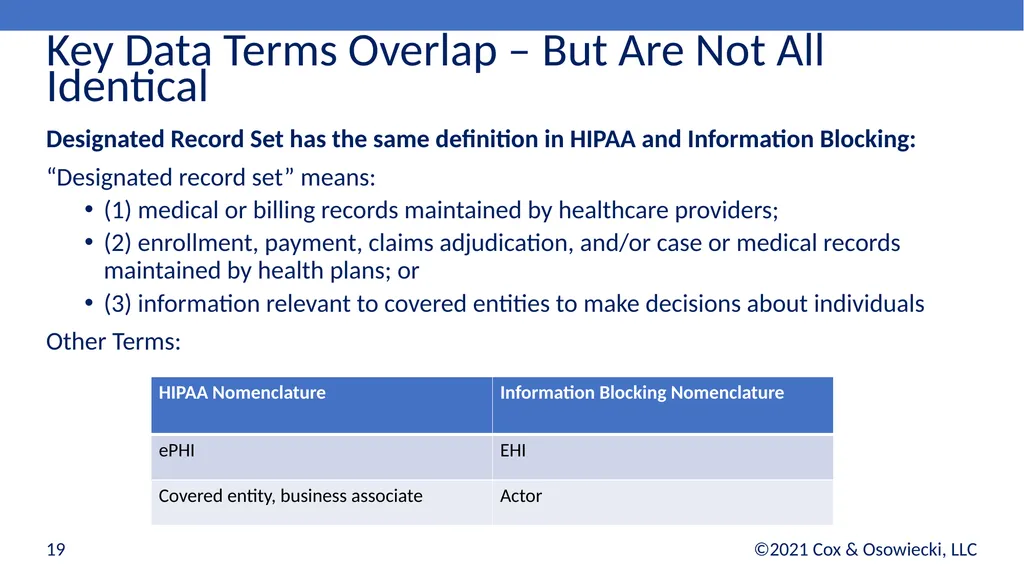 21st Century Cures Act Final Rules: - slide 19 of 35