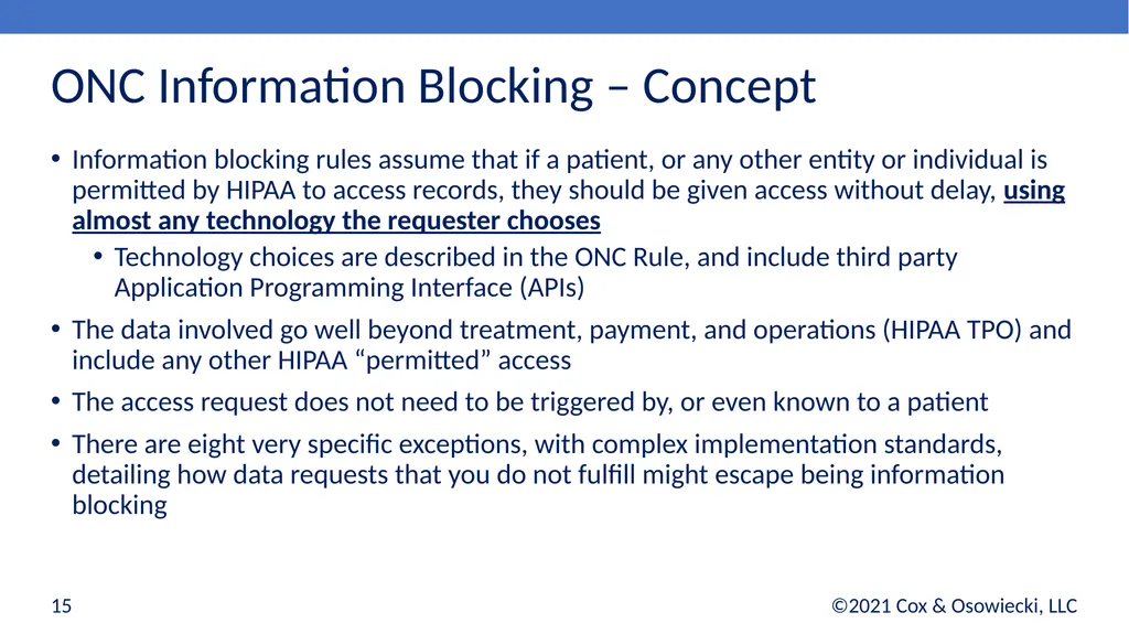 21st Century Cures Act Final Rules: - slide 15 of 35