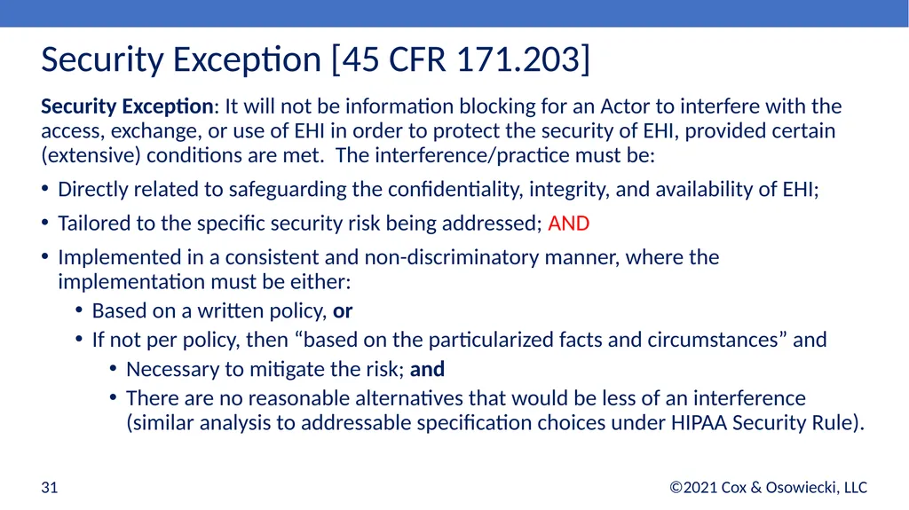 21st Century Cures Act Final Rules: - slide 31 of 35