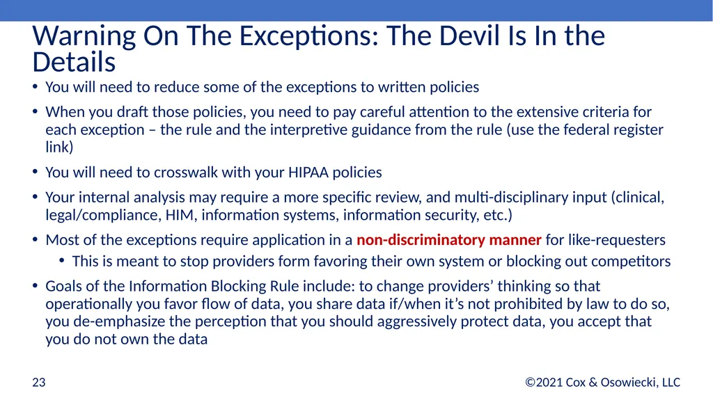 21st Century Cures Act Final Rules: - slide 23 of 35