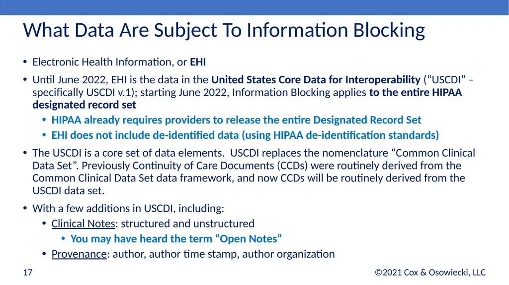 21st Century Cures Act Final Rules: - slide 17 of 35