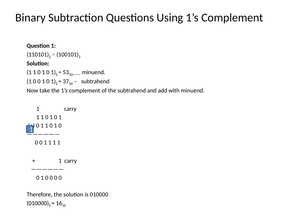 Binary Arithmetic Binary operations Binary - slide 26 of 51