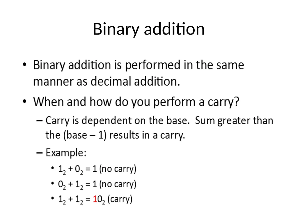 Binary Arithmetic Binary operations Binary - slide 4 of 51
