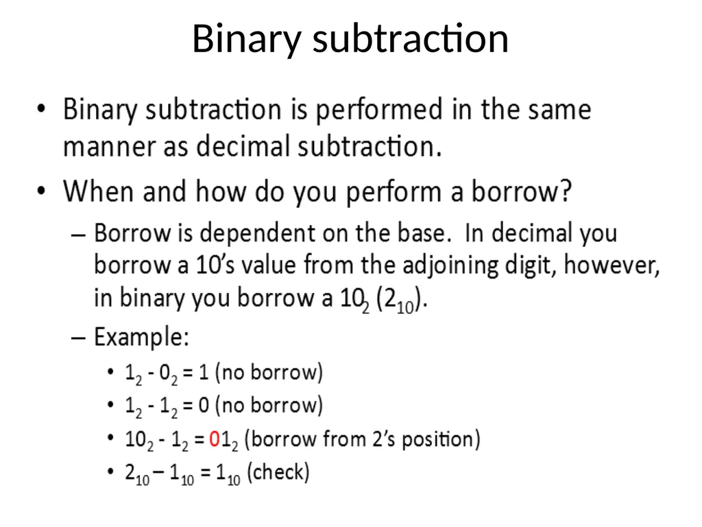 Binary Arithmetic Binary operations Binary - slide 10 of 51