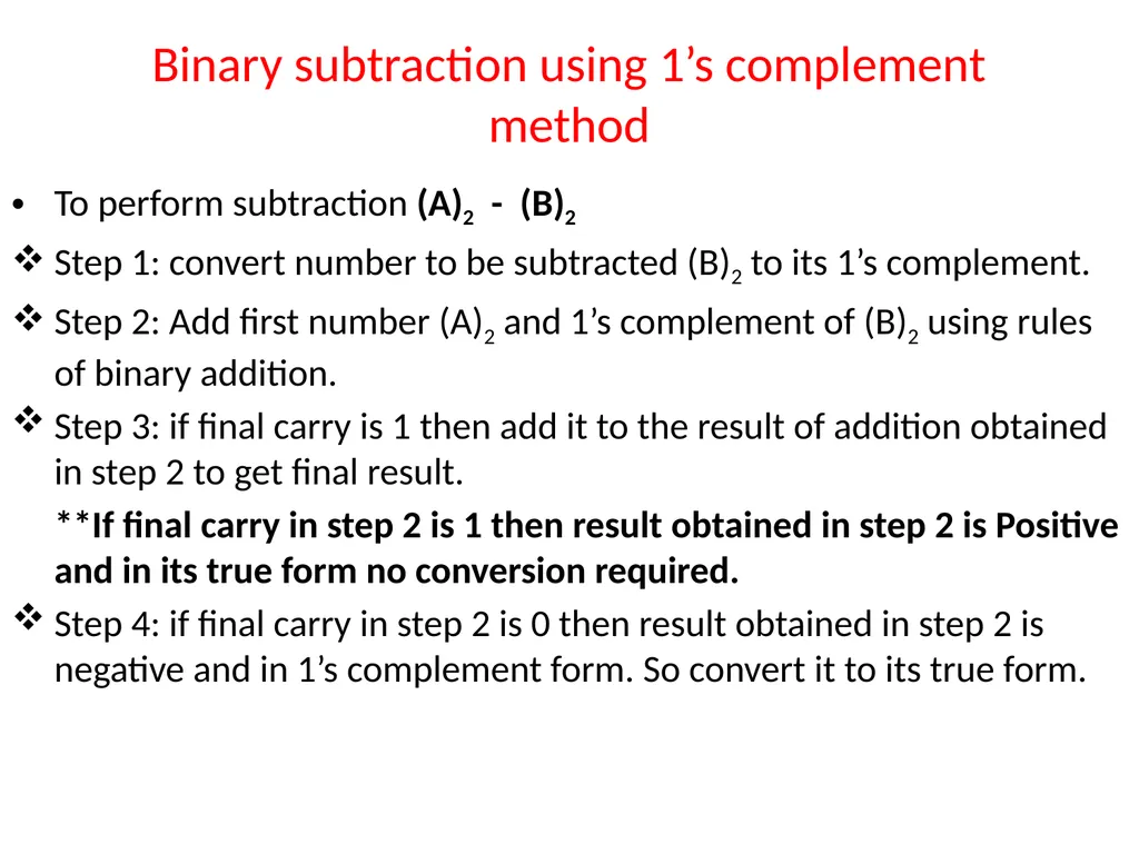 Binary Arithmetic Binary operations Binary - slide 22 of 51