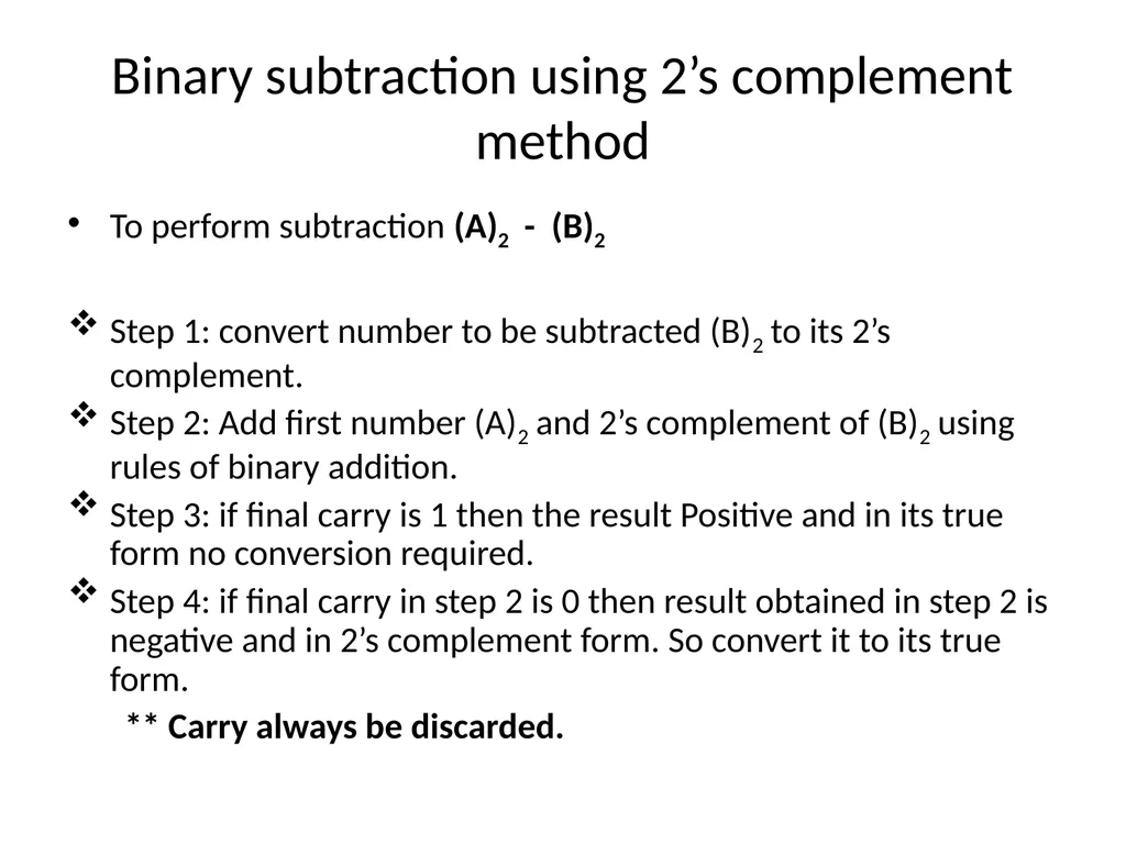 Binary Arithmetic Binary operations Binary - slide 28 of 51