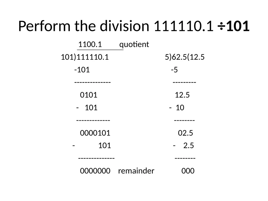 Binary Arithmetic Binary operations Binary - slide 47 of 51