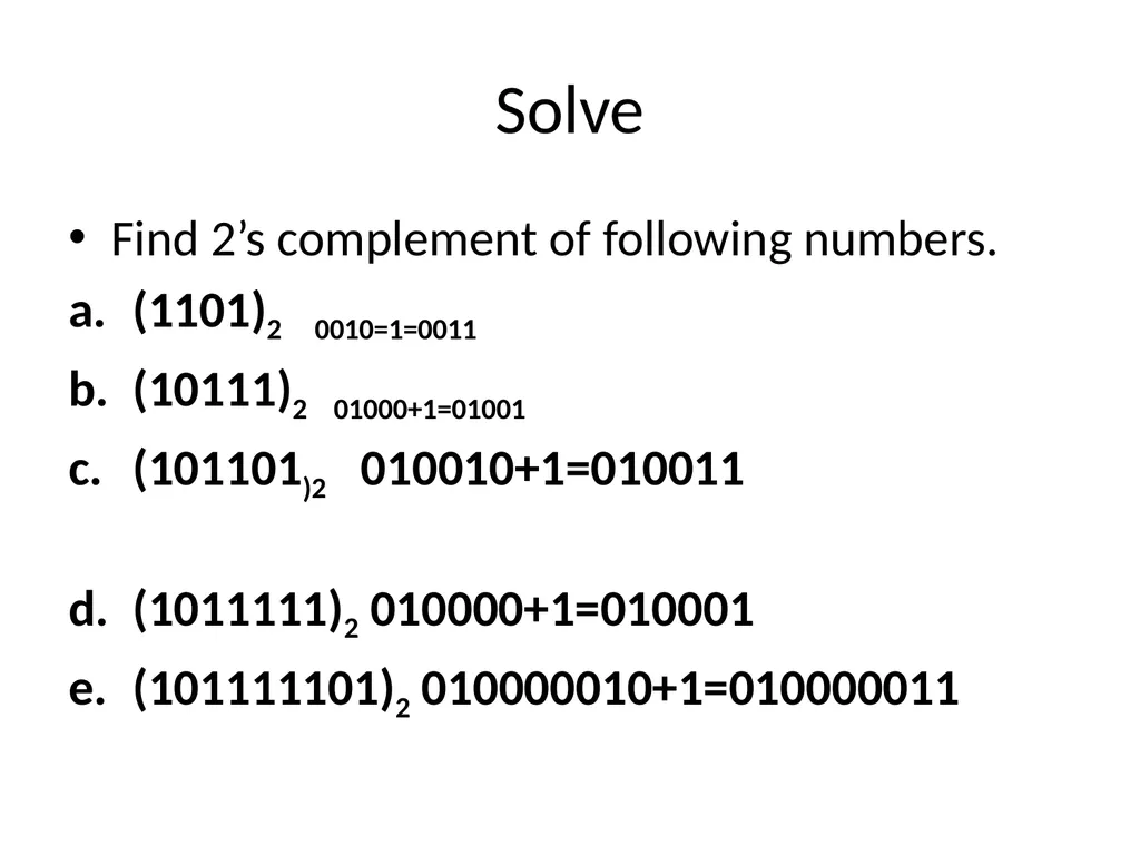 Binary Arithmetic Binary operations Binary - slide 20 of 51