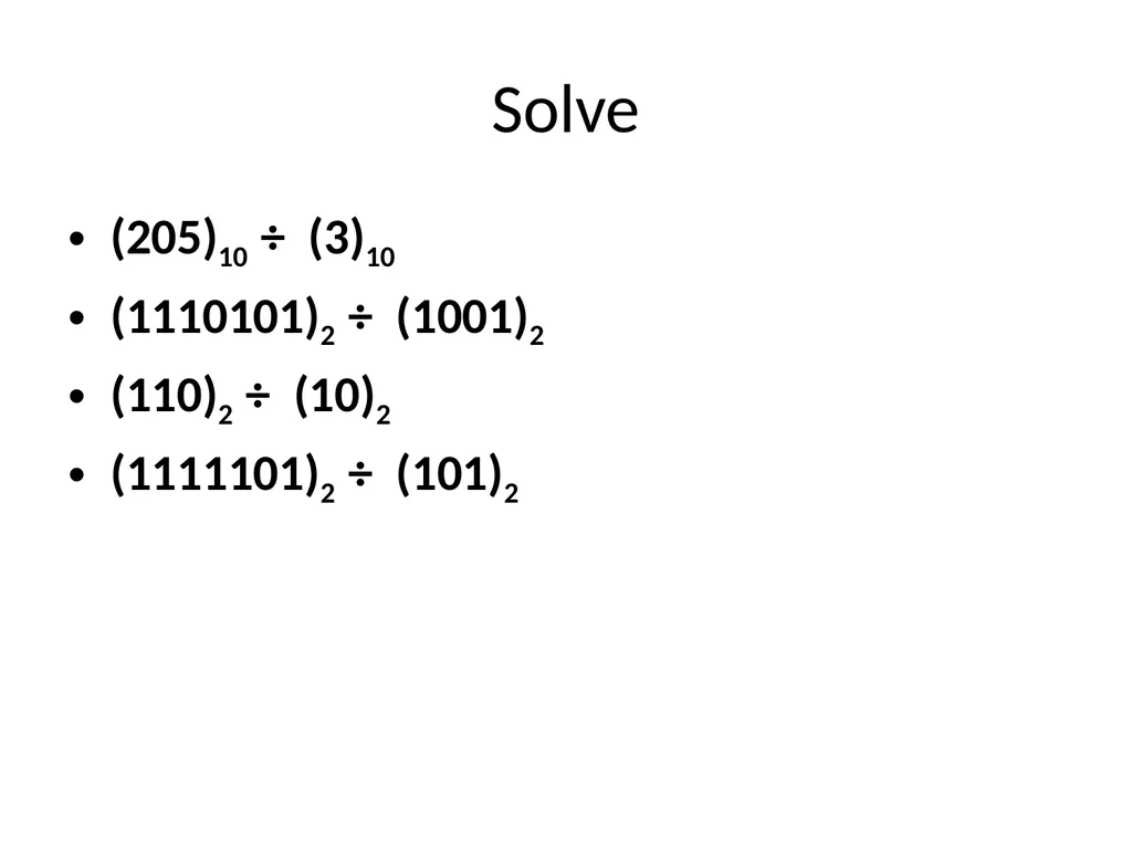 Binary Arithmetic Binary operations Binary - slide 48 of 51