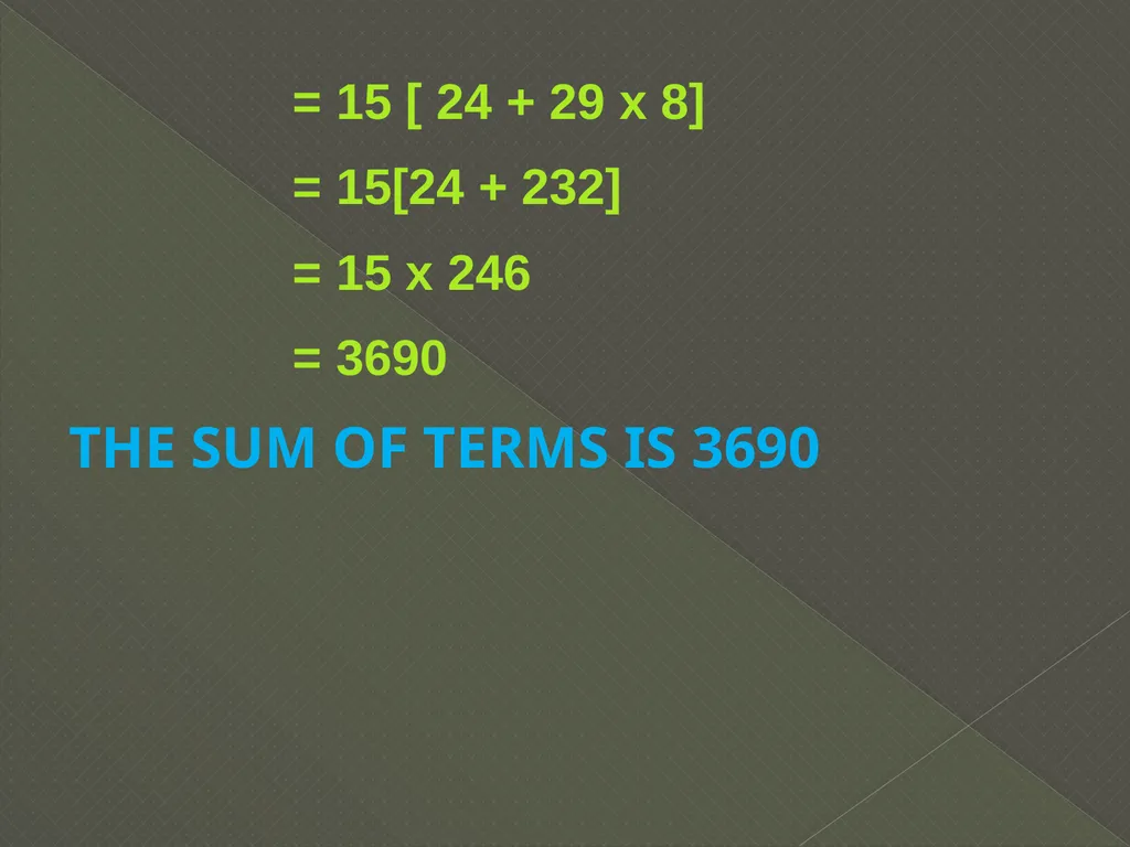 ARITHMETIC PROGRESSION If various terms of a - slide 12 of 14