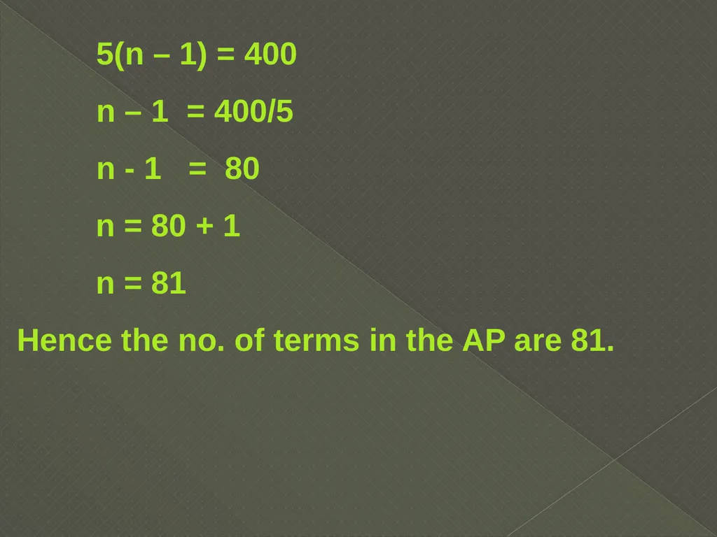 ARITHMETIC PROGRESSION If various terms of a - slide 10 of 14