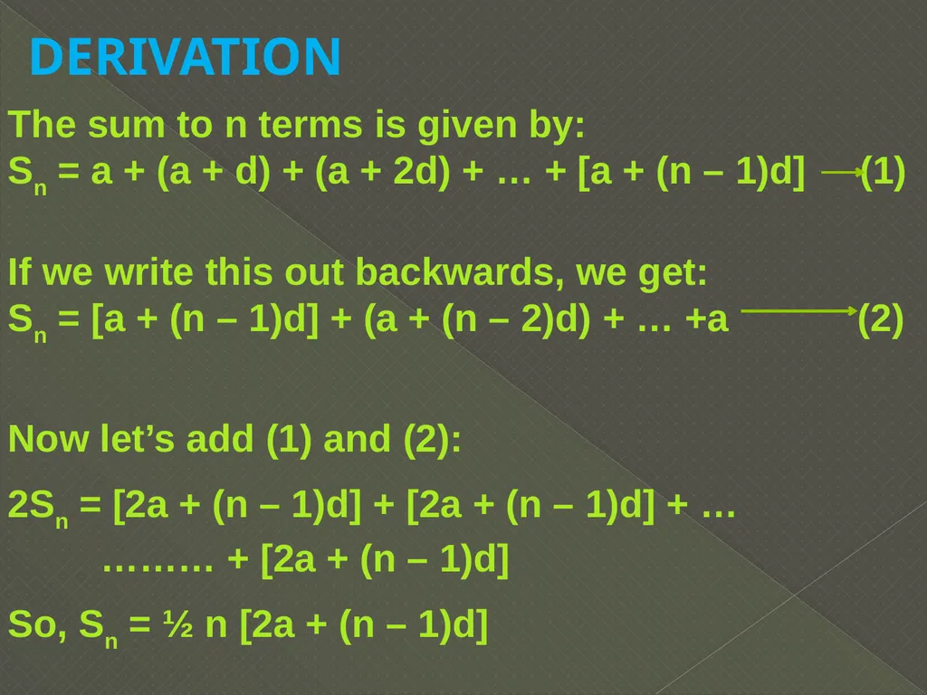 ARITHMETIC PROGRESSION If various terms of a - slide 8 of 14