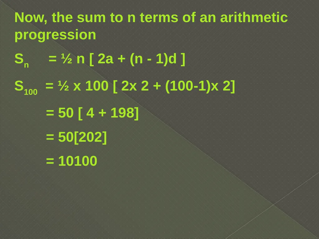 ARITHMETIC PROGRESSION If various terms of a - slide 14 of 14