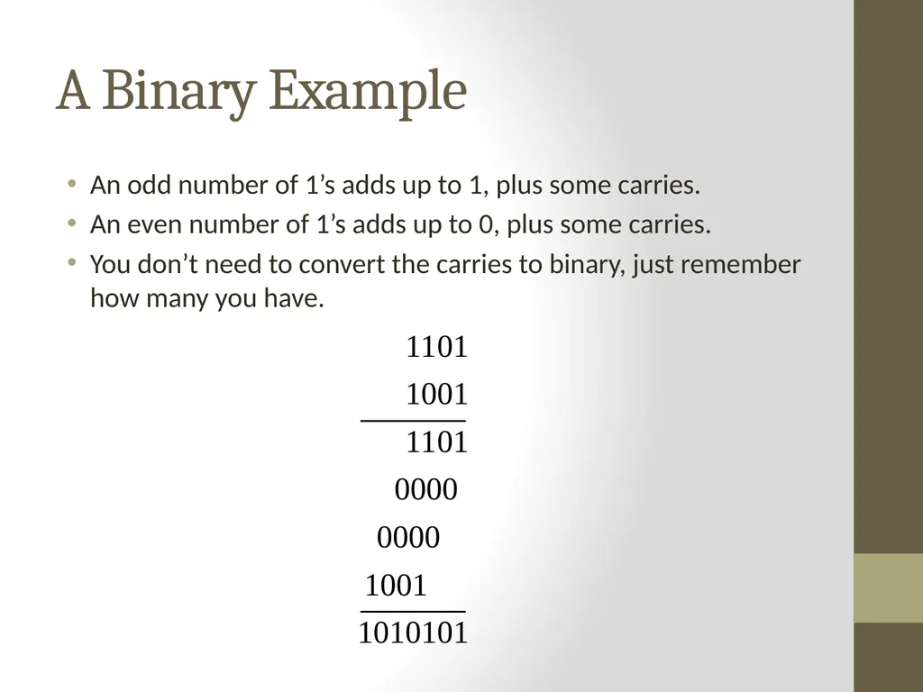 Binary Arithmetic Numbers Inside the Computer - slide 12 of 48