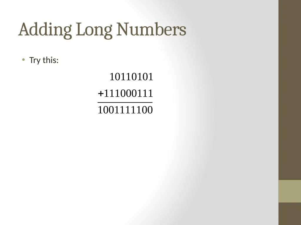 Binary Arithmetic Numbers Inside the Computer - slide 9 of 48