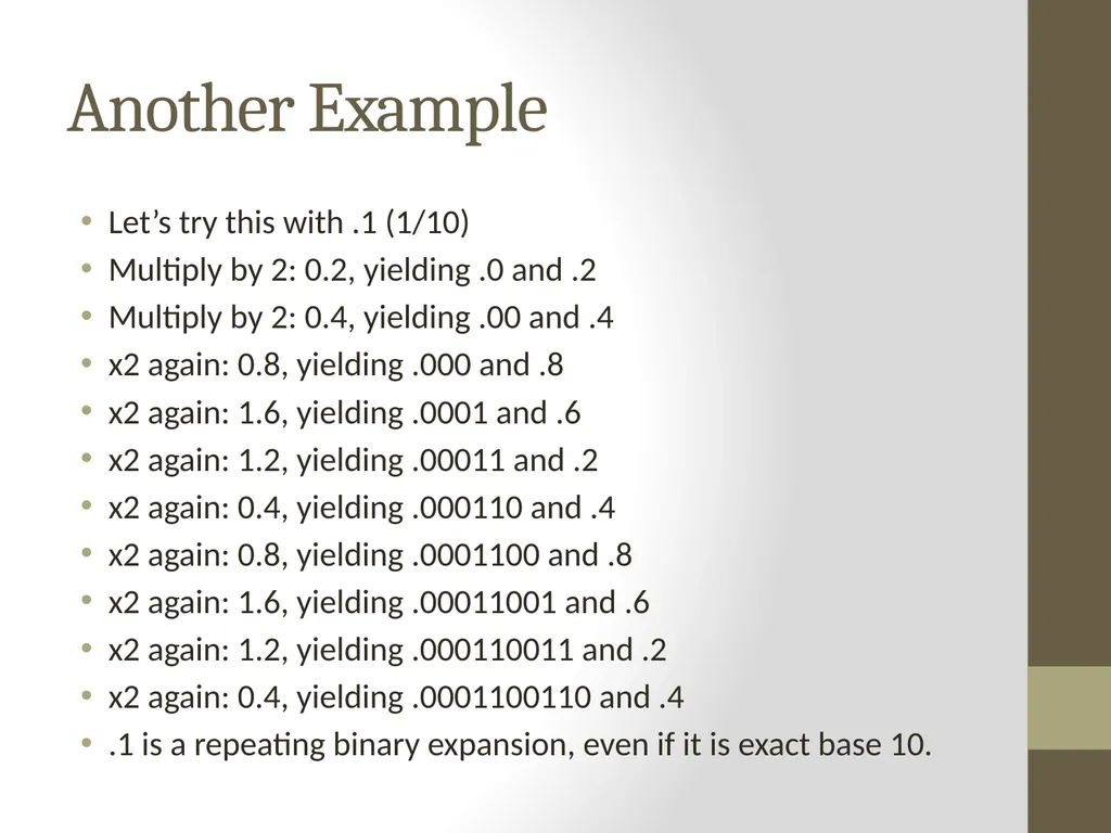 Binary Arithmetic Numbers Inside the Computer - slide 36 of 48