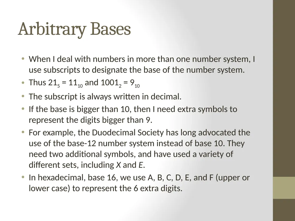 Binary Arithmetic Numbers Inside the Computer - slide 7 of 48