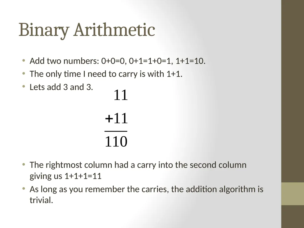 Binary Arithmetic Numbers Inside the Computer - slide 8 of 48