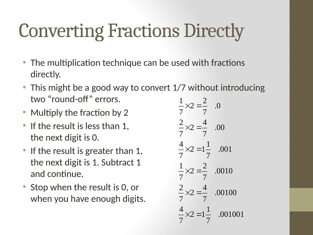 Binary Arithmetic Numbers Inside the Computer - slide 38 of 48