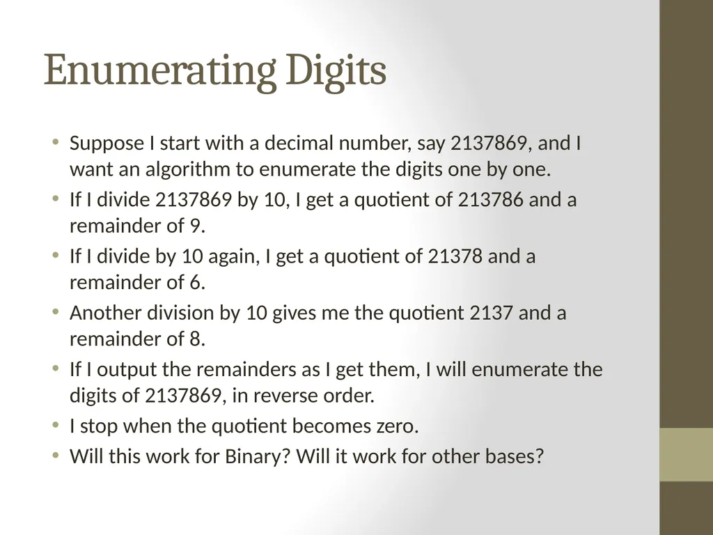 Binary Arithmetic Numbers Inside the Computer - slide 15 of 48