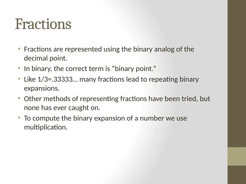 Binary Arithmetic Numbers Inside the Computer - slide 33 of 48