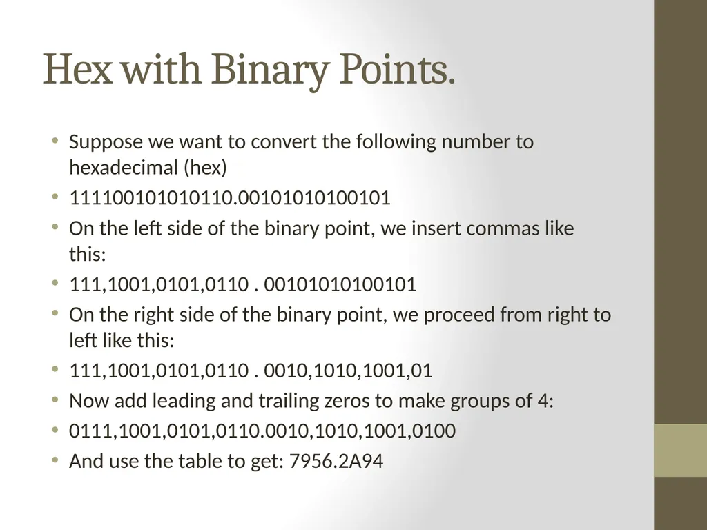 Binary Arithmetic Numbers Inside the Computer - slide 44 of 48