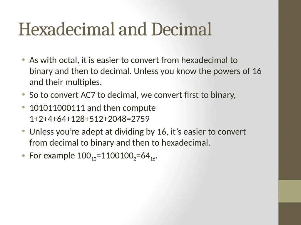 Binary Arithmetic Numbers Inside the Computer - slide 45 of 48