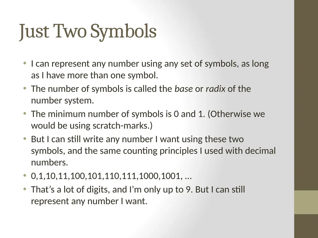 Binary Arithmetic Numbers Inside the Computer - slide 6 of 48