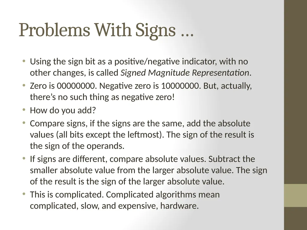 Binary Arithmetic Numbers Inside the Computer - slide 27 of 48