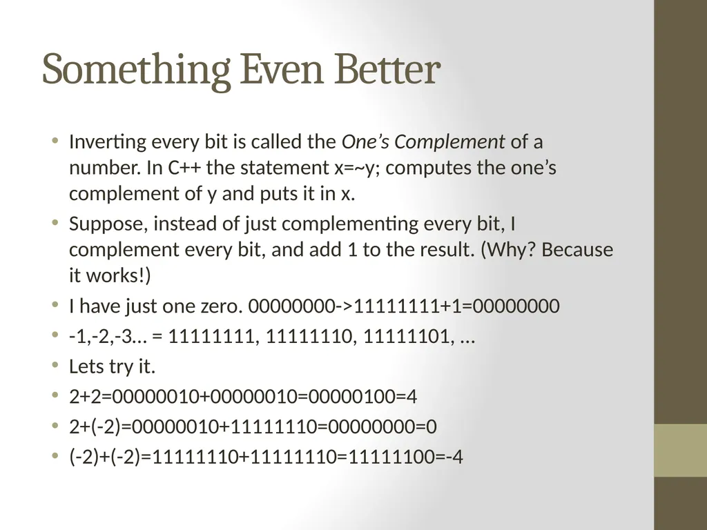 Binary Arithmetic Numbers Inside the Computer - slide 29 of 48