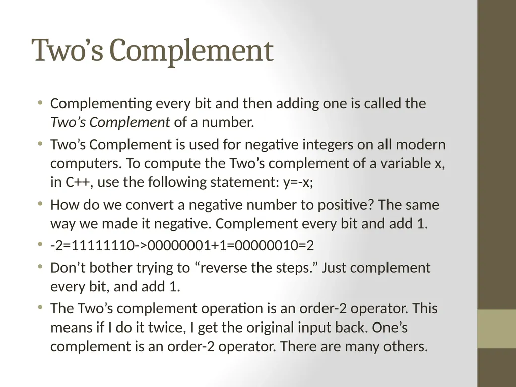 Binary Arithmetic Numbers Inside the Computer - slide 30 of 48