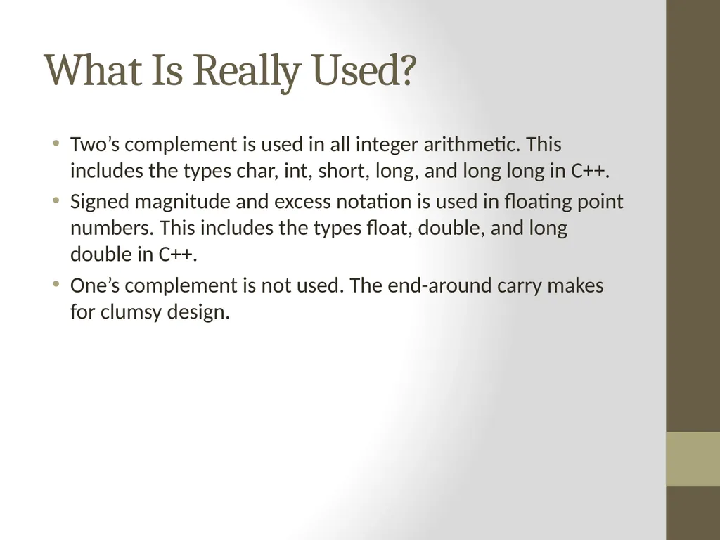 Binary Arithmetic Numbers Inside the Computer - slide 32 of 48