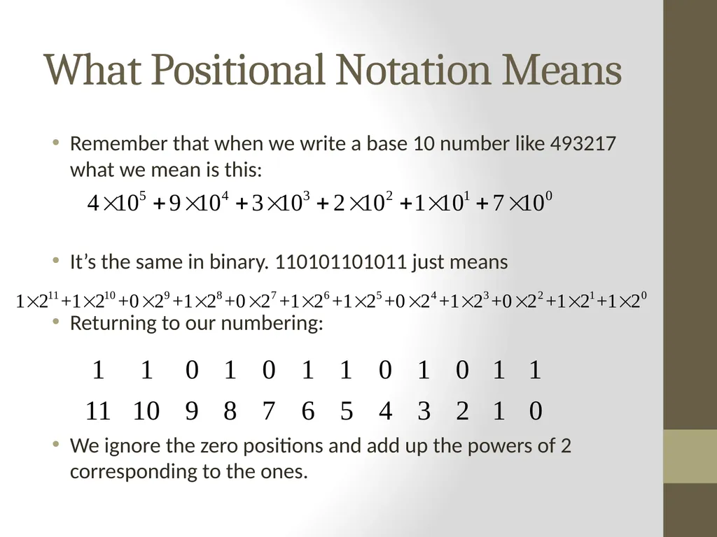 Binary Arithmetic Numbers Inside the Computer - slide 19 of 48