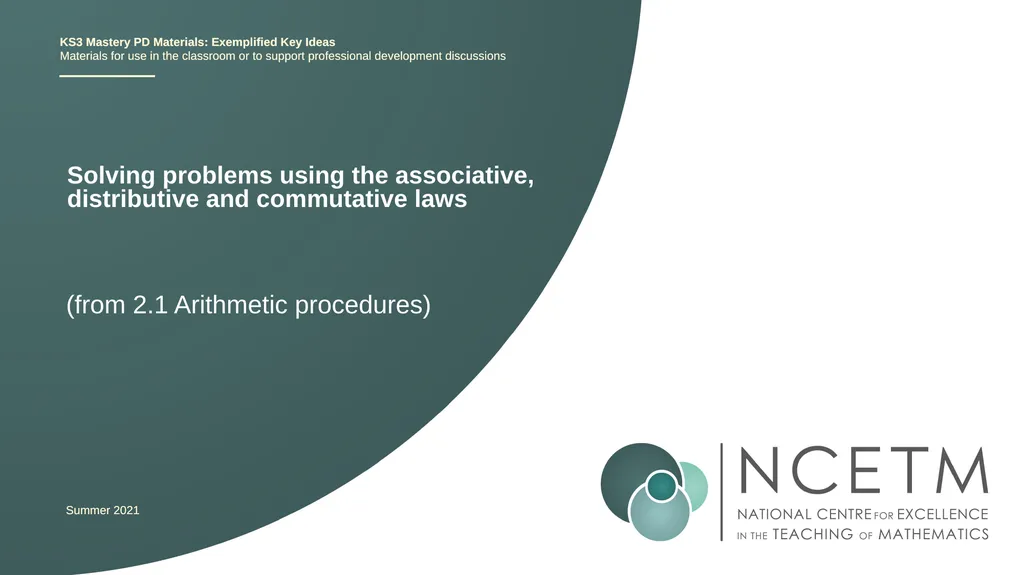 Solving problems using the associative, - slide 1 of 32