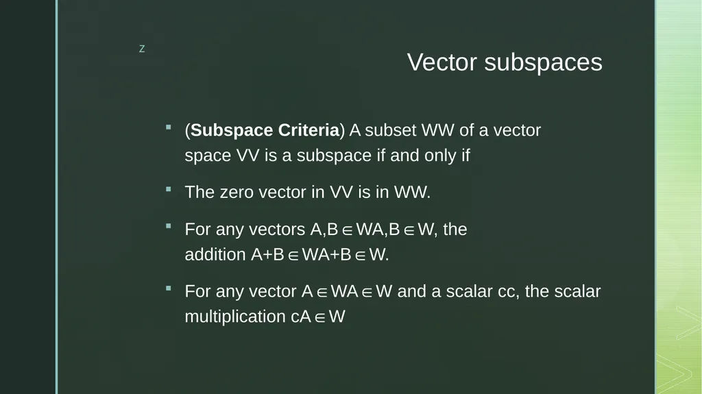 VECTOR SPACES CHAPTER 1 INTRODUCTION A vector - slide 10 of 11