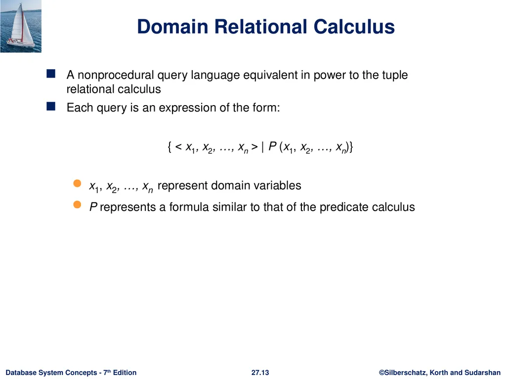 Chapter 27: Formal-Relational Query Languages - slide 13 of 19