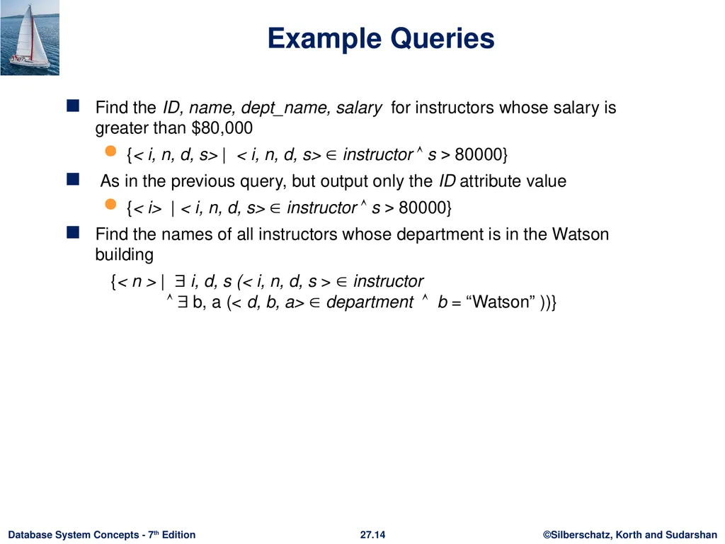 Chapter 27: Formal-Relational Query Languages - slide 14 of 19