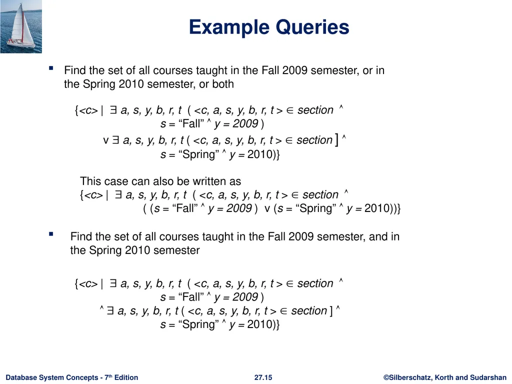 Chapter 27: Formal-Relational Query Languages - slide 15 of 19