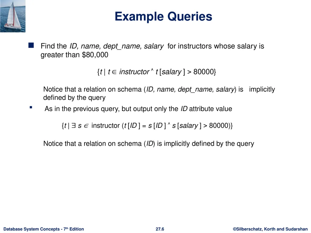 Chapter 27: Formal-Relational Query Languages - slide 6 of 19