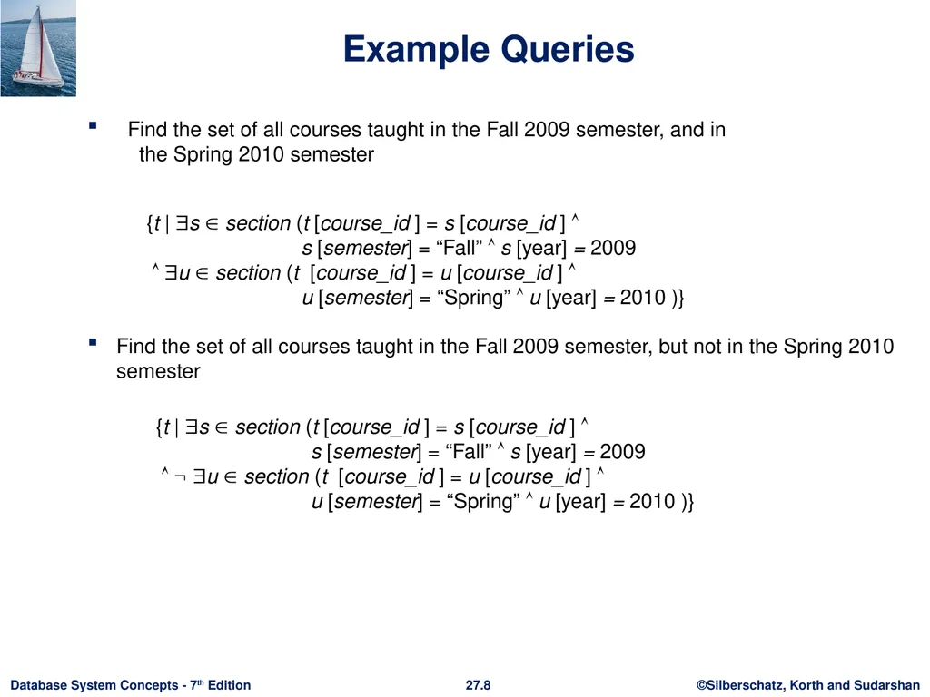 Chapter 27: Formal-Relational Query Languages - slide 8 of 19