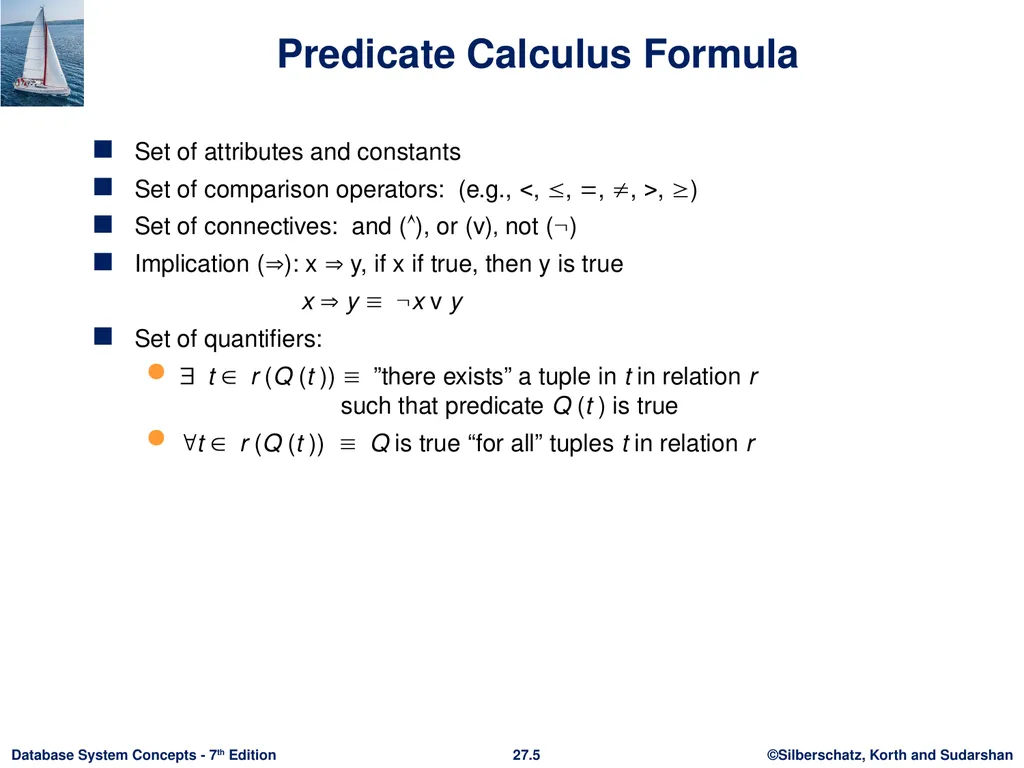 Chapter 27: Formal-Relational Query Languages - slide 5 of 19