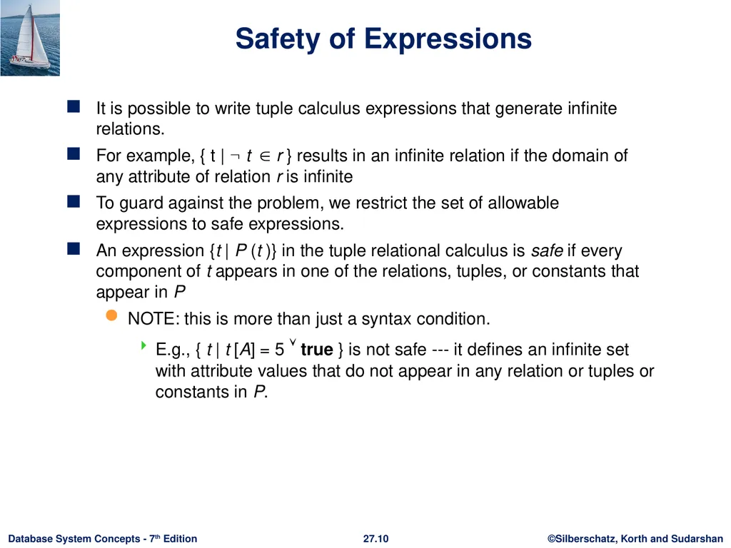 Chapter 27: Formal-Relational Query Languages - slide 10 of 19