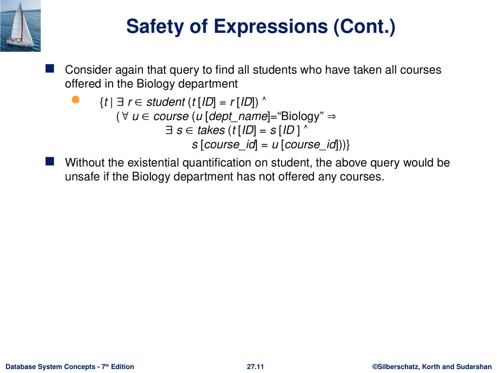 Chapter 27: Formal-Relational Query Languages - slide 11 of 19